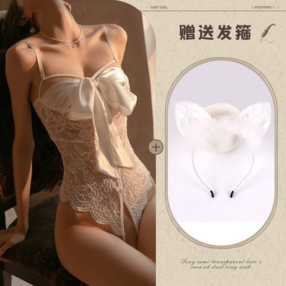 Sexy Lingerie Tight Small Chest Sexy Lace Temptation See-through No-take-off Pajamas Women Passion Set - Seldom Seen Styles