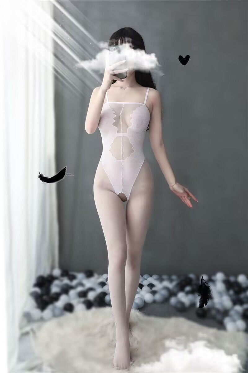 Sexy Lingerie for Women Cute Home Stockings Export Black Camisole Bodysuit Open Crotch Tearable Close-fitting Sleepwear - Seldom Seen Styles