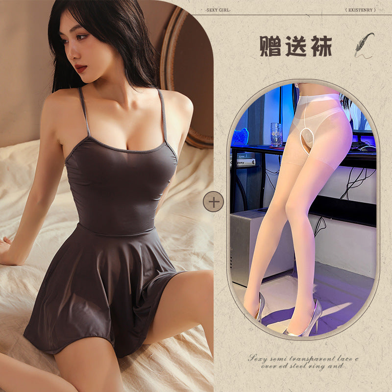 Sexy Nightdress Pure Desire Strap Sexy Sheer Plus Size Nightgown Cute Women's Backless Temptation Uniform - Seldom Seen Styles