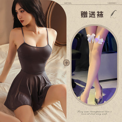 Sexy Nightdress Pure Desire Strap Sexy Sheer Plus Size Nightgown Cute Women's Backless Temptation Uniform - Seldom Seen Styles