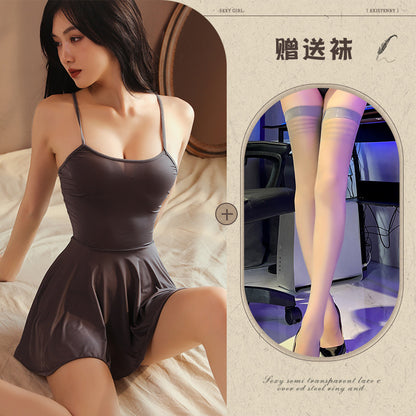 Sexy Nightdress Pure Desire Strap Sexy Sheer Plus Size Nightgown Cute Women's Backless Temptation Uniform - Seldom Seen Styles