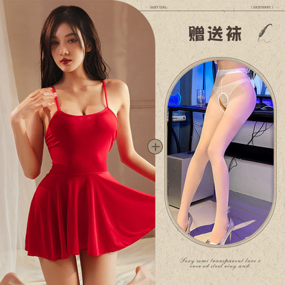 Sexy Nightdress Pure Desire Strap Sexy Sheer Plus Size Nightgown Cute Women's Backless Temptation Uniform - Seldom Seen Styles