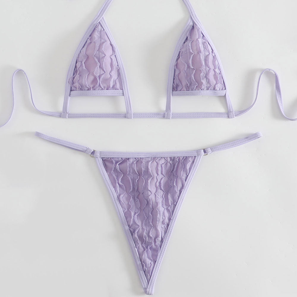 Sexy Petal Effect String Thong Cutout Micro Triangle Brazilian Two Piece Bikini Swimsuit - Seldom Seen Styles