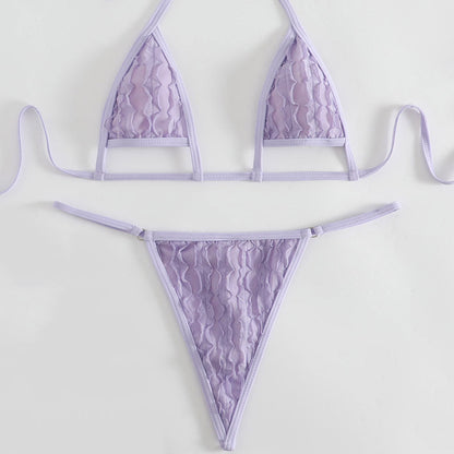 Sexy Petal Effect String Thong Cutout Micro Triangle Brazilian Two Piece Bikini Swimsuit - Seldom Seen Styles