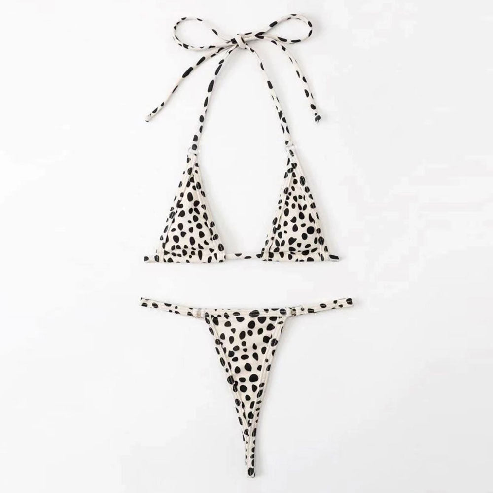 Sexy Polka Dot Slide Triangle Thong Brazilian Two Piece Bikini Swimsuit - Seldom Seen Styles