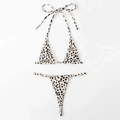 Sexy Polka Dot Slide Triangle Thong Brazilian Two Piece Bikini Swimsuit - Seldom Seen Styles