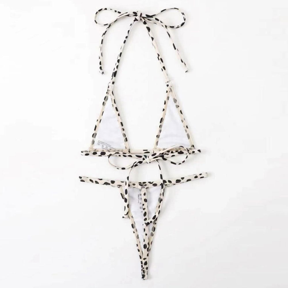 Sexy Polka Dot Slide Triangle Thong Brazilian Two Piece Bikini Swimsuit - Seldom Seen Styles