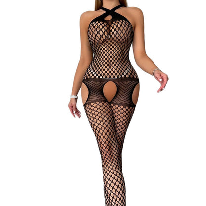 Sexy one-piece jacquard hollow mesh Bodysuits - Seldom Seen Styles