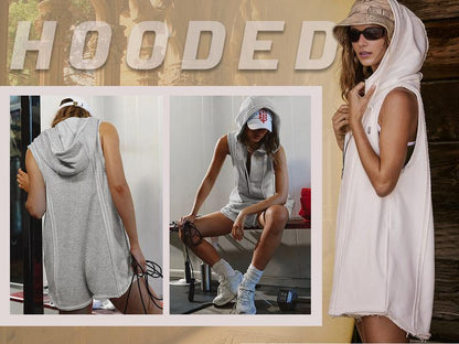 Short Half Zipper Sports jumpsuit for Fitness Outdoor Leisure Sleeveless Loose Hoodie for Women - Seldom Seen Styles