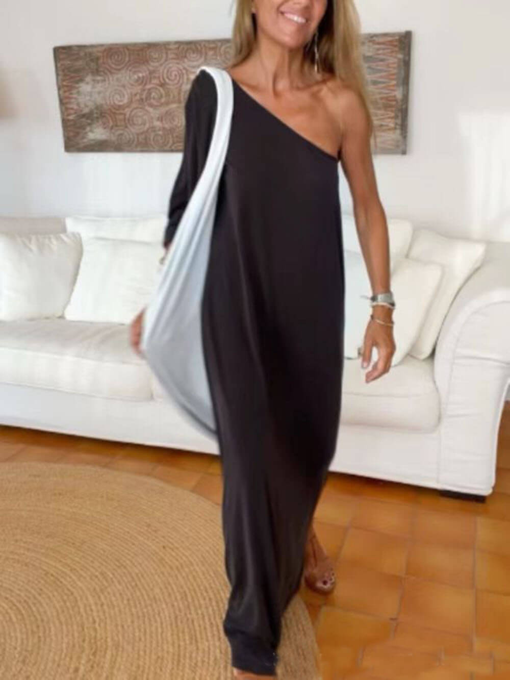 Side One Shoulder Statement Maxi Dress - Seldom Seen Styles