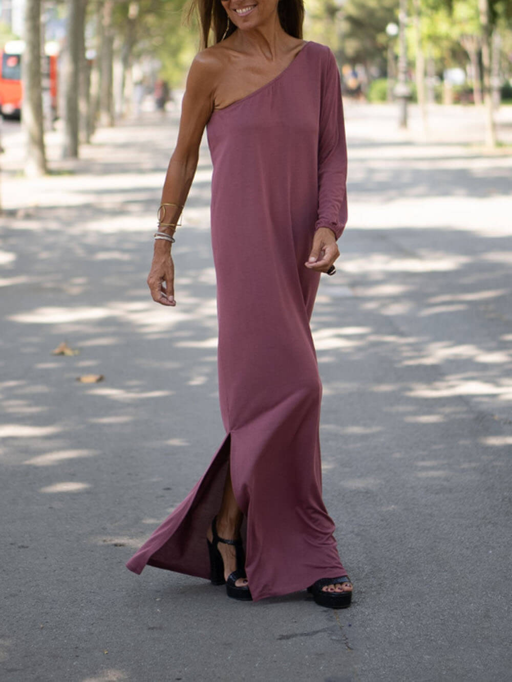 Side One Shoulder Statement Maxi Dress - Seldom Seen Styles