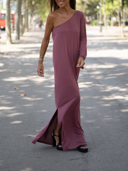 Side One Shoulder Statement Maxi Dress - Seldom Seen Styles
