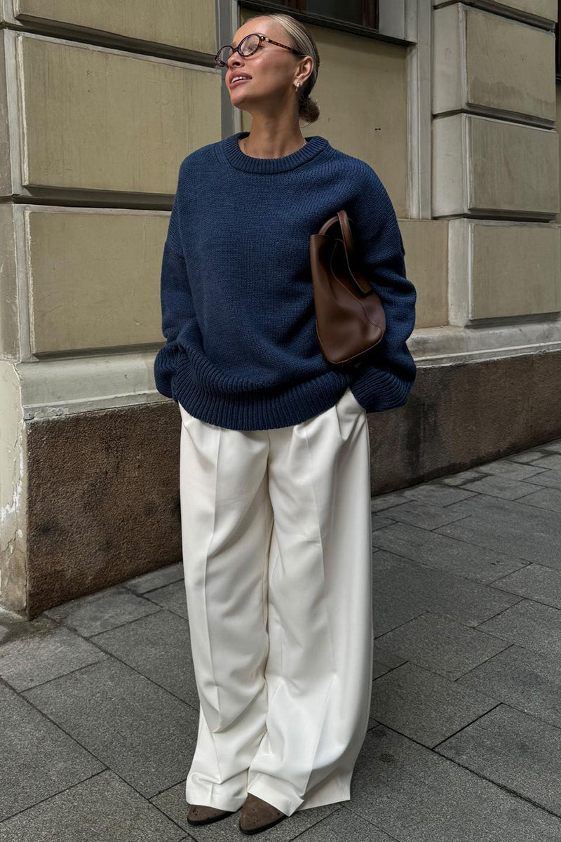 Solid Color Relaxed Fit Crew Neck Women's  Sweater Crewneck Long Sleeve Soft Fuzzy Knit Pullover Sweaters 2025 Fall Winter Warm Tops Clothes - Seldom Seen Styles