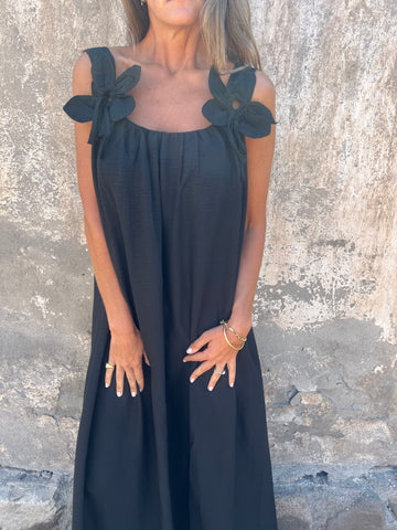 Solid Floral Embellished Sleeveless Loose Maxi Dress Summer New Women's Solid Color Lace Fashion Dress Women's Dress - Seldom Seen Styles