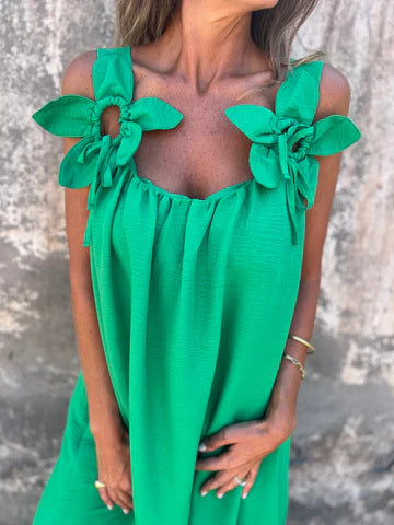 Solid Floral Embellished Sleeveless Loose Maxi Dress Summer New Women's Solid Color Lace Fashion Dress Women's Dress - Seldom Seen Styles