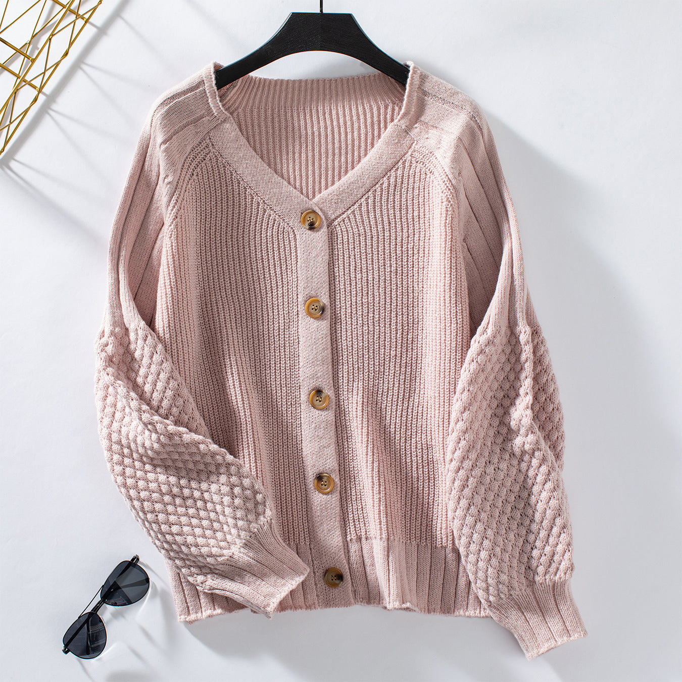 Solid  Knit Women's Open Front Cardigan Sweaters V-Neck Long Sleeve Button-Down Cardigan - Seldom Seen Styles