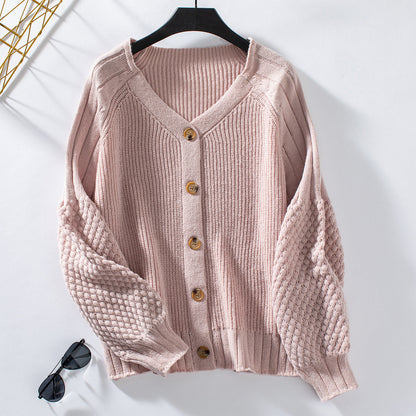 Solid  Knit Women's Open Front Cardigan Sweaters V-Neck Long Sleeve Button-Down Cardigan - Seldom Seen Styles