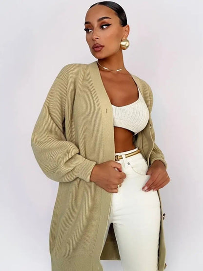 Solid Loose Women's Oversized Cardigan Sweaters Long Sleeve Button Down Open Front Knit Sweater 2025 Fall Fashion Outfits - Seldom Seen Styles
