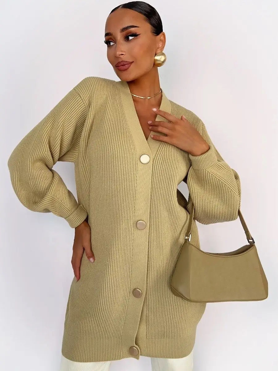Solid Loose Women's Oversized Cardigan Sweaters Long Sleeve Button Down Open Front Knit Sweater 2025 Fall Fashion Outfits - Seldom Seen Styles