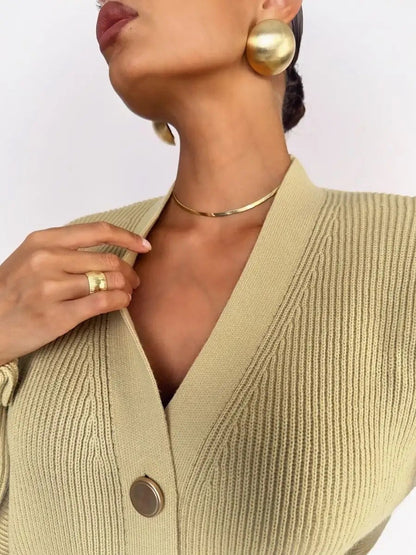 Solid Loose Women's Oversized Cardigan Sweaters Long Sleeve Button Down Open Front Knit Sweater 2025 Fall Fashion Outfits - Seldom Seen Styles