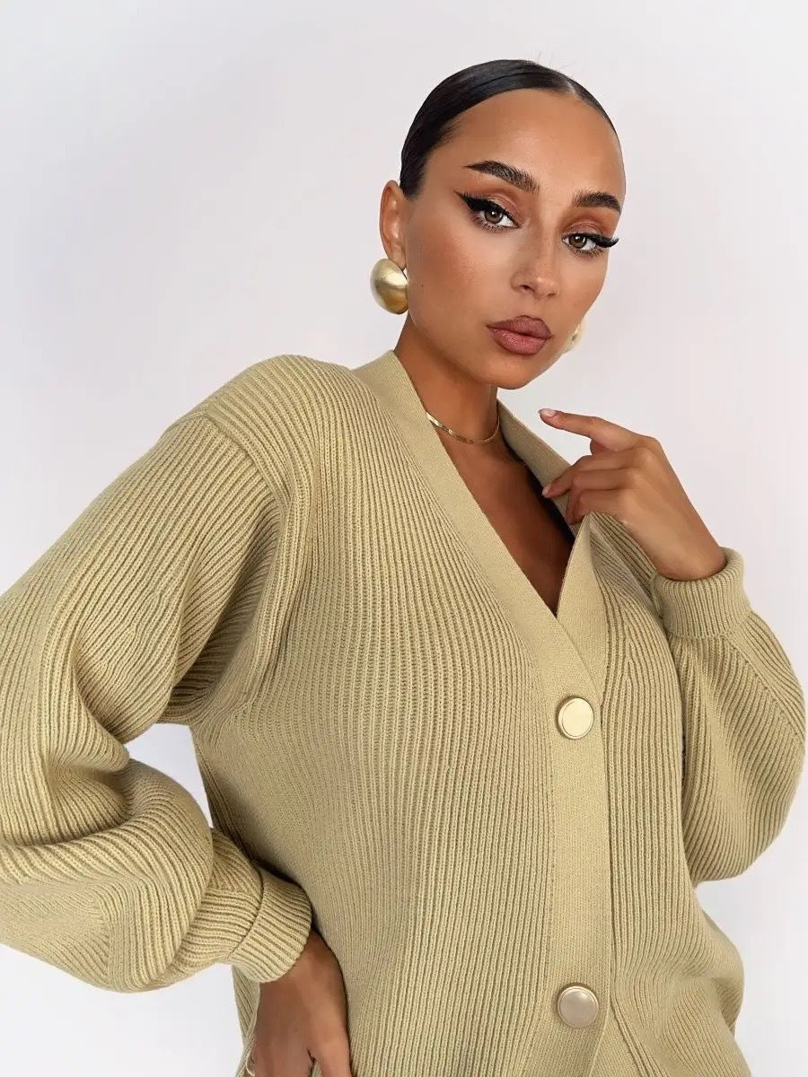 Solid Loose Women's Oversized Cardigan Sweaters Long Sleeve Button Down Open Front Knit Sweater 2025 Fall Fashion Outfits - Seldom Seen Styles