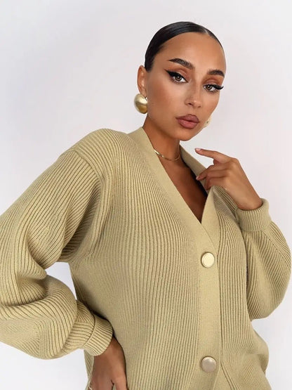 Solid Loose Women's Oversized Cardigan Sweaters Long Sleeve Button Down Open Front Knit Sweater 2025 Fall Fashion Outfits - Seldom Seen Styles