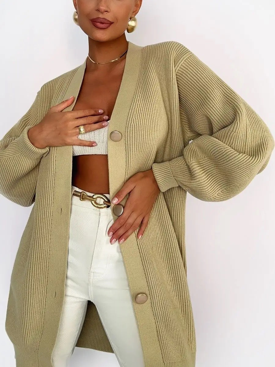 Solid Loose Women's Oversized Cardigan Sweaters Long Sleeve Button Down Open Front Knit Sweater 2025 Fall Fashion Outfits - Seldom Seen Styles