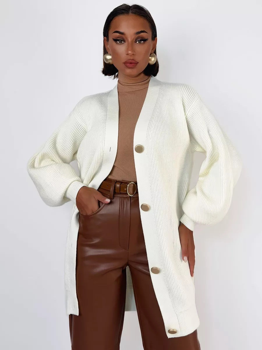 Solid Loose Women's Oversized Cardigan Sweaters Long Sleeve Button Down Open Front Knit Sweater 2025 Fall Fashion Outfits - Seldom Seen Styles