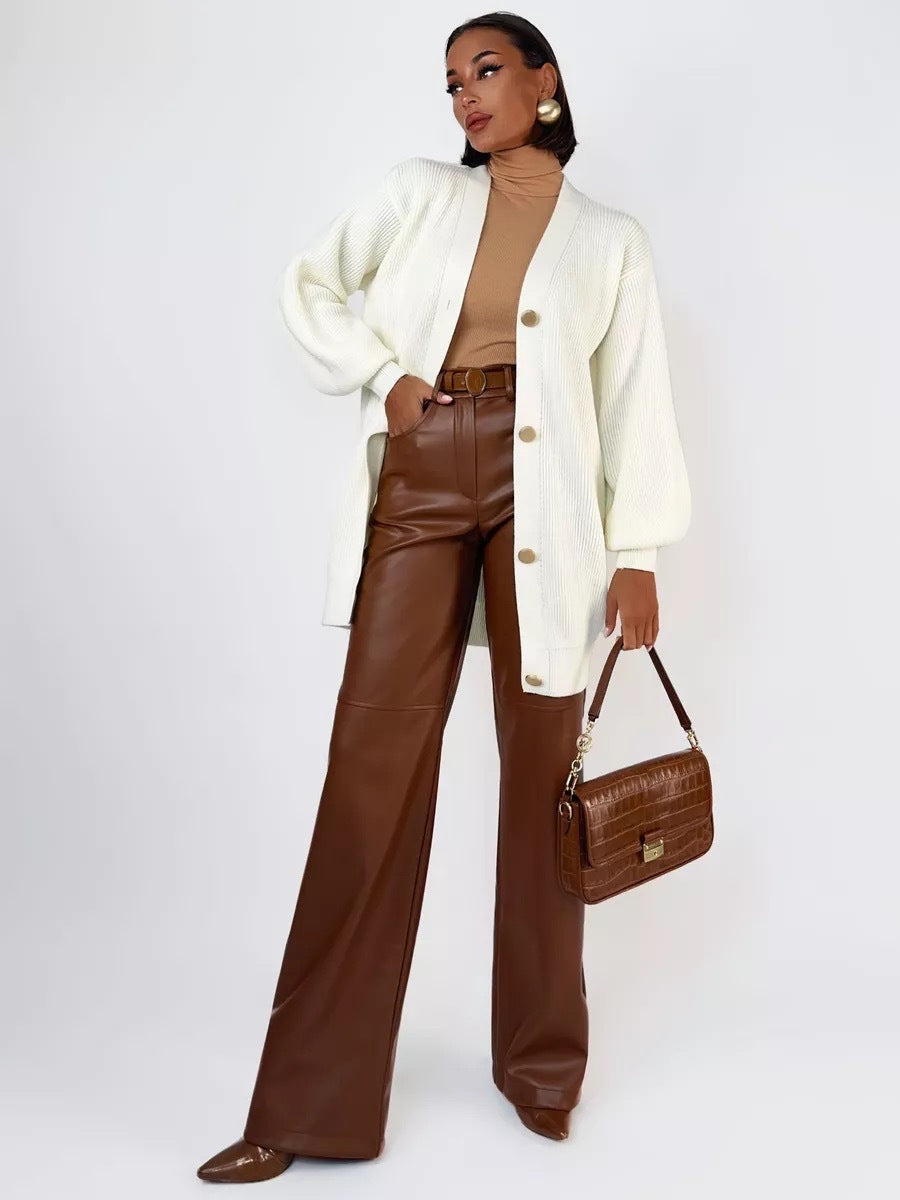 Solid Loose Women's Oversized Cardigan Sweaters Long Sleeve Button Down Open Front Knit Sweater 2025 Fall Fashion Outfits - Seldom Seen Styles