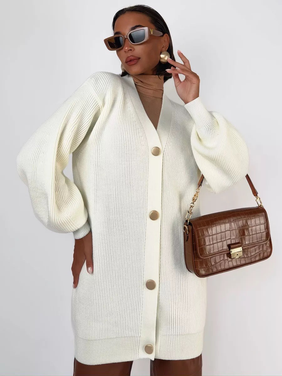 Solid Loose Women's Oversized Cardigan Sweaters Long Sleeve Button Down Open Front Knit Sweater 2025 Fall Fashion Outfits - Seldom Seen Styles