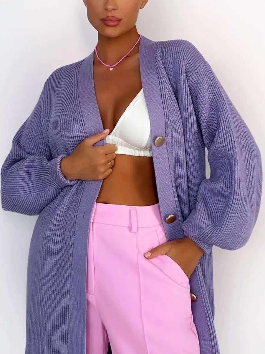 Solid Loose Women's Oversized Cardigan Sweaters Long Sleeve Button Down Open Front Knit Sweater 2025 Fall Fashion Outfits - Seldom Seen Styles