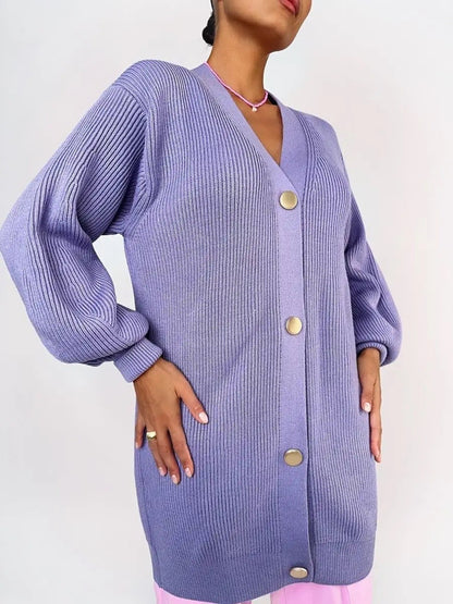 Solid Loose Women's Oversized Cardigan Sweaters Long Sleeve Button Down Open Front Knit Sweater 2025 Fall Fashion Outfits - Seldom Seen Styles