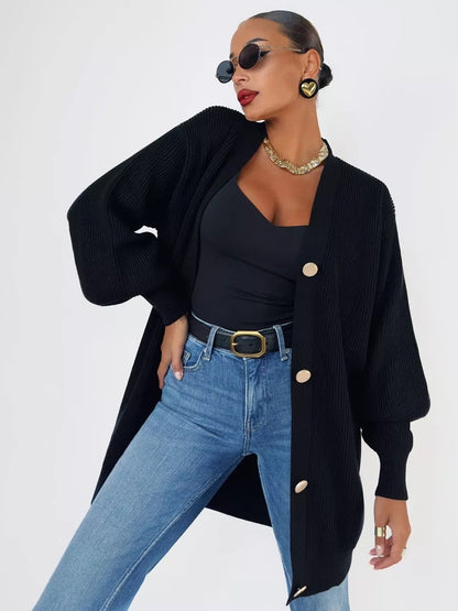 Solid Loose Women's Oversized Cardigan Sweaters Long Sleeve Button Down Open Front Knit Sweater 2025 Fall Fashion Outfits - Seldom Seen Styles
