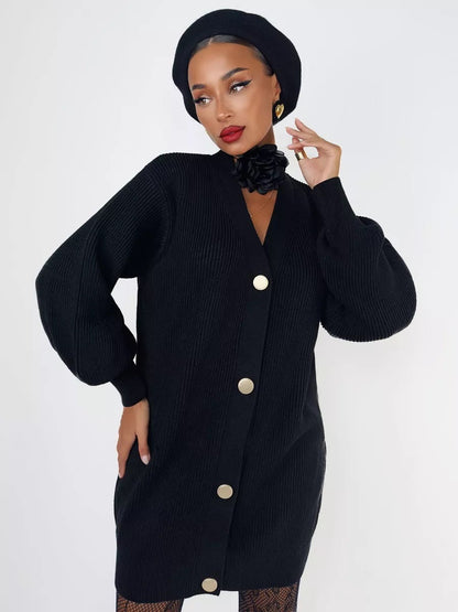 Solid Loose Women's Oversized Cardigan Sweaters Long Sleeve Button Down Open Front Knit Sweater 2025 Fall Fashion Outfits - Seldom Seen Styles