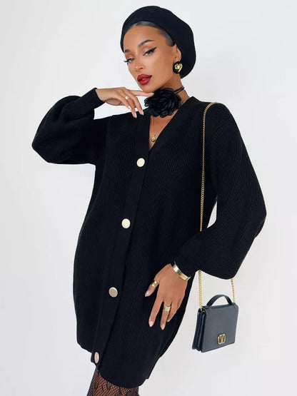 Solid Loose Women's Oversized Cardigan Sweaters Long Sleeve Button Down Open Front Knit Sweater 2025 Fall Fashion Outfits - Seldom Seen Styles