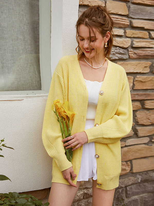 Solid Loose Women's Oversized Cardigan Sweaters Long Sleeve Button Down Open Front Knit Sweater 2025 Fall Fashion Outfits - Seldom Seen Styles