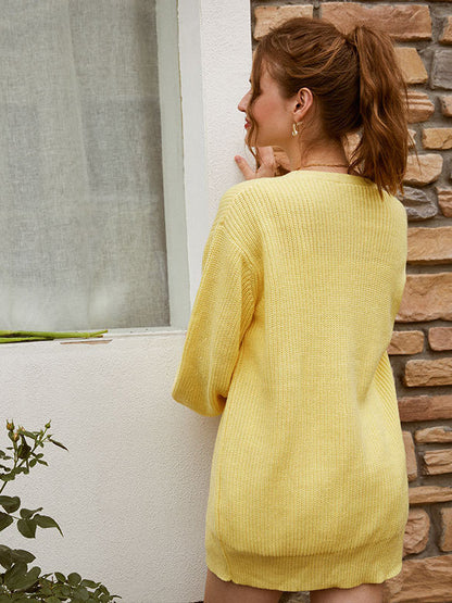 Solid Loose Women's Oversized Cardigan Sweaters Long Sleeve Button Down Open Front Knit Sweater 2025 Fall Fashion Outfits - Seldom Seen Styles