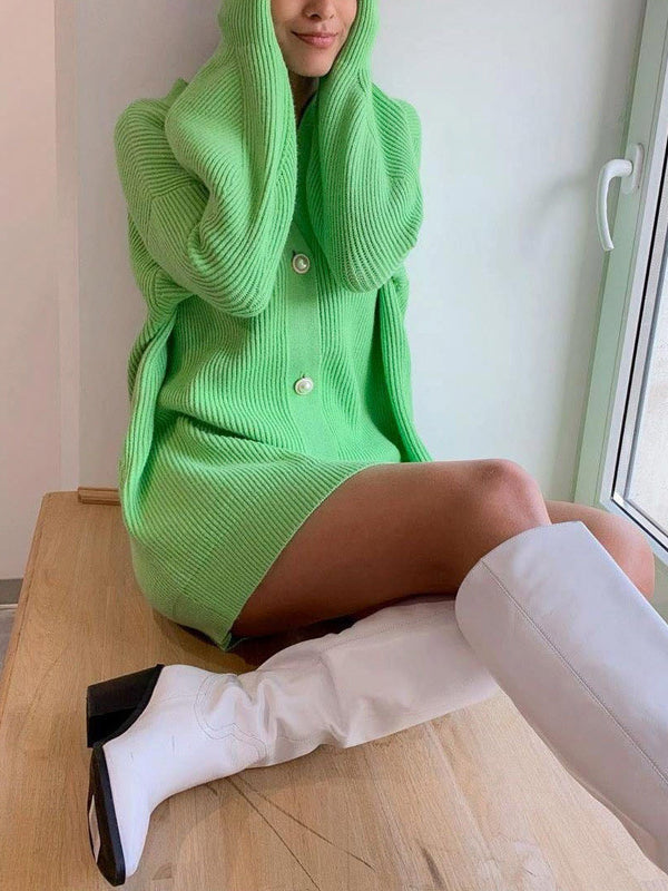 Solid Loose Women's Oversized Cardigan Sweaters Long Sleeve Button Down Open Front Knit Sweater 2025 Fall Fashion Outfits - Seldom Seen Styles