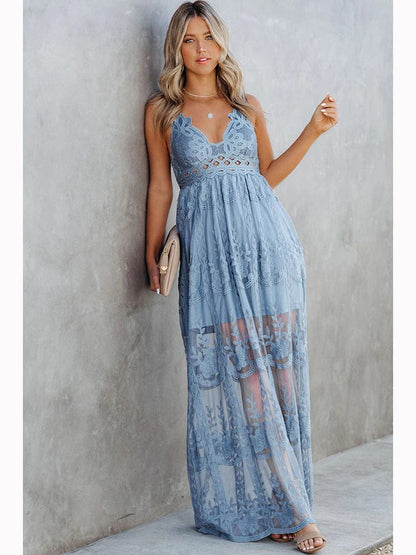 Spaghetti Strap Lace Boho Maxi Dress - Seldom Seen Styles