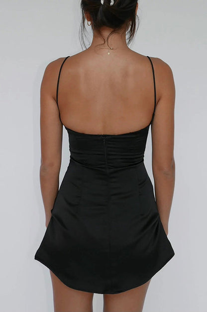 Spaghetti Strap Mini Satin Dress - Seldom Seen Styles