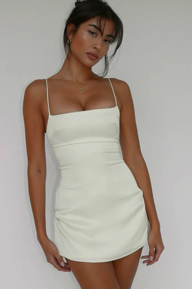 Spaghetti Strap Mini Satin Dress - Seldom Seen Styles