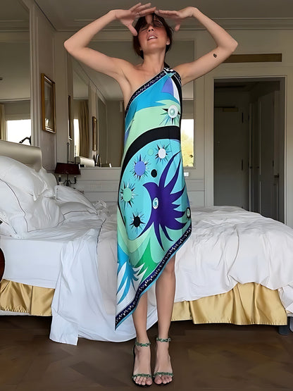 Stella Print Off-Shoulder Asymmetric Midi Dress - Seldom Seen Styles