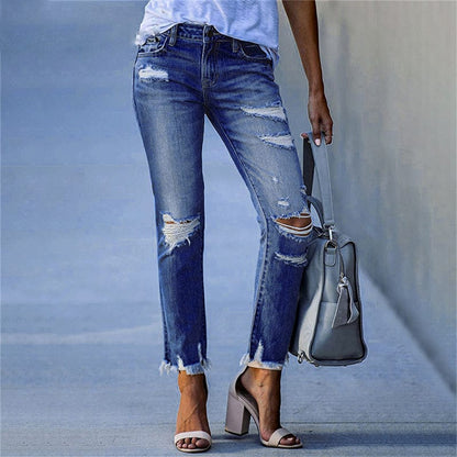 Stretch Ripped Distressed Skinny High Waist Denim Pants - Seldom Seen Styles