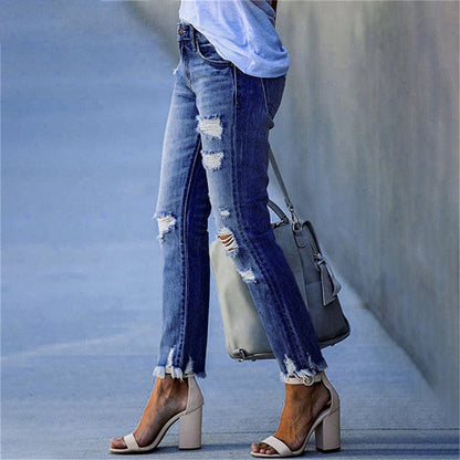Stretch Ripped Distressed Skinny High Waist Denim Pants - Seldom Seen Styles