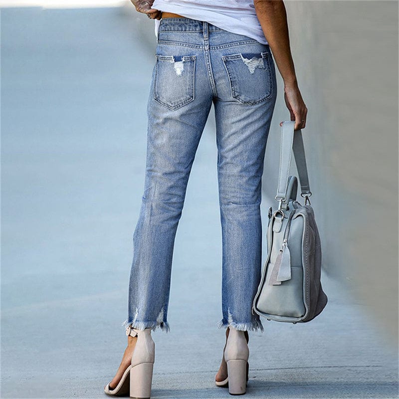 Stretch Ripped Distressed Skinny High Waist Denim Pants - Seldom Seen Styles