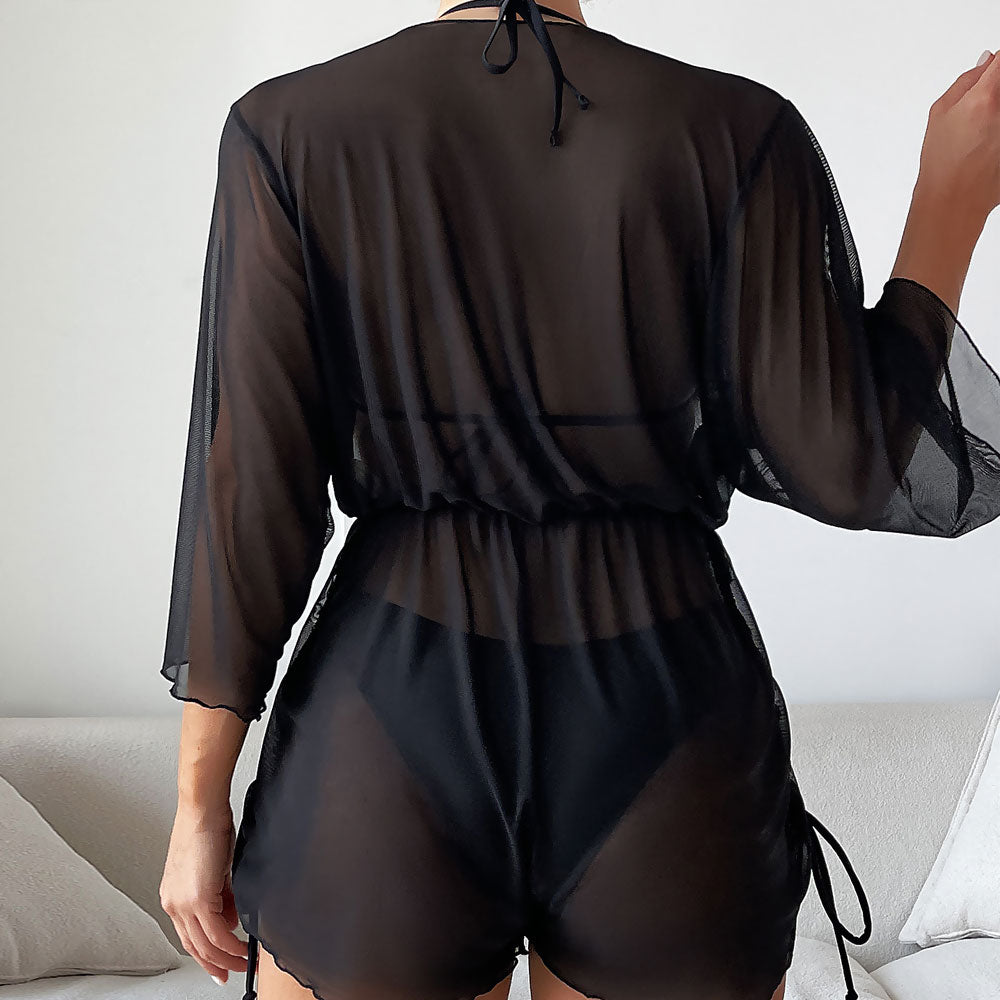 Stunning Drawstring High Cut Slide Triangle Brazilian Three Piece Bikini Swimsuit - Seldom Seen Styles