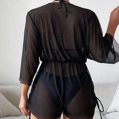 Stunning Drawstring High Cut Slide Triangle Brazilian Three Piece Bikini Swimsuit - Seldom Seen Styles