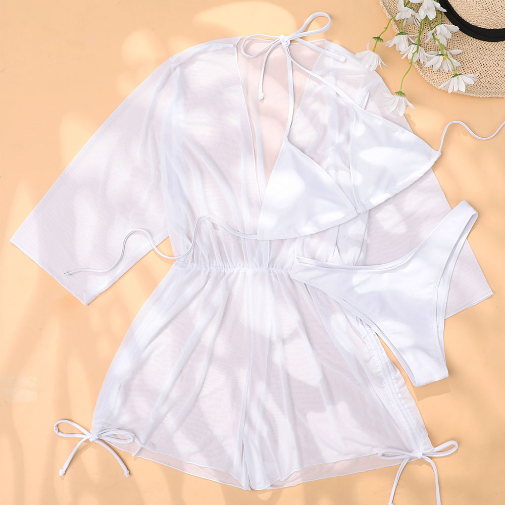 Stunning Drawstring High Cut Slide Triangle Brazilian Three Piece Bikini Swimsuit - Seldom Seen Styles