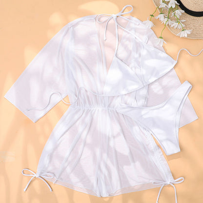 Stunning Drawstring High Cut Slide Triangle Brazilian Three Piece Bikini Swimsuit - Seldom Seen Styles