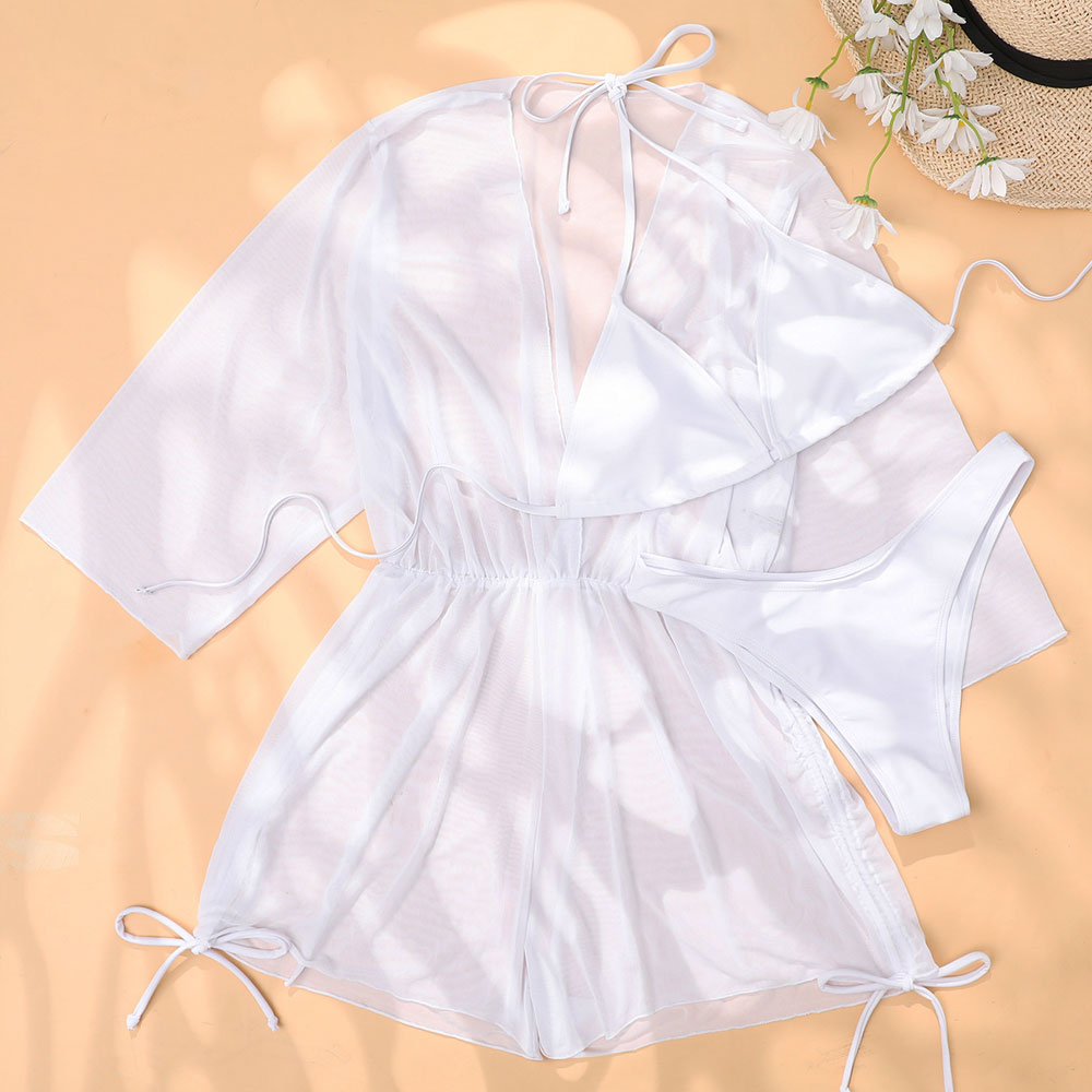 Stunning Drawstring High Cut Slide Triangle Brazilian Three Piece Bikini Swimsuit - Seldom Seen Styles